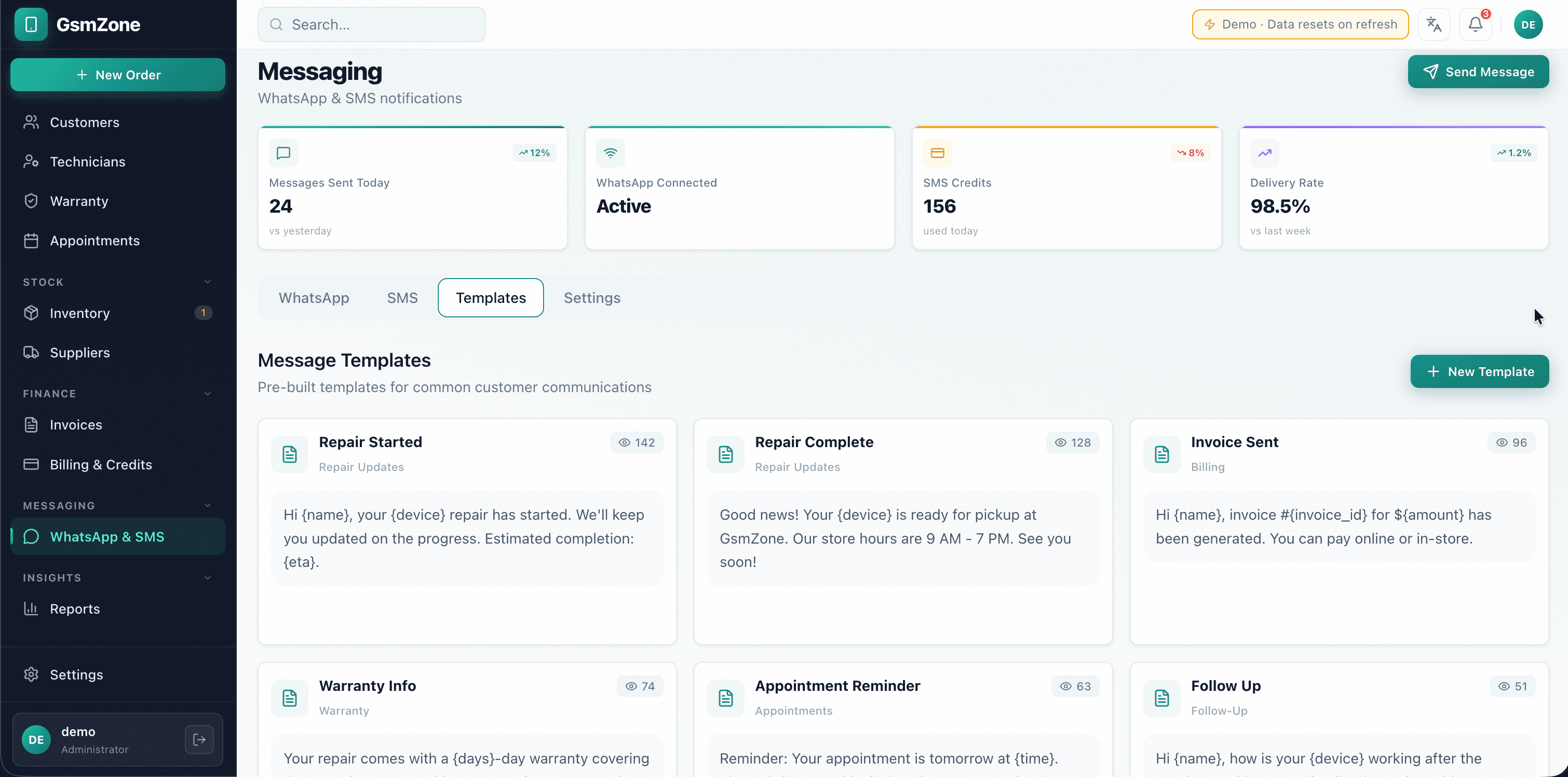 Easy Menu ERP — WhatsApp & SMS